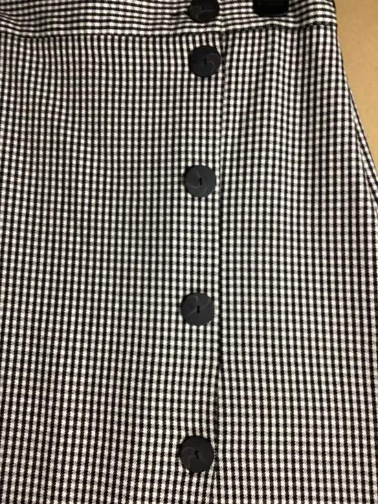 Zara Black and White Gingham Midi Skirt with Asymmetric Button Placket Euro XL - Picture 8 of 10